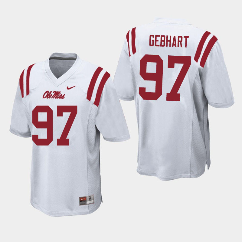 Land Gebhart Ole Miss Rebels NCAA Men's White #97 Stitched Limited College Football Jersey IFY0558NL